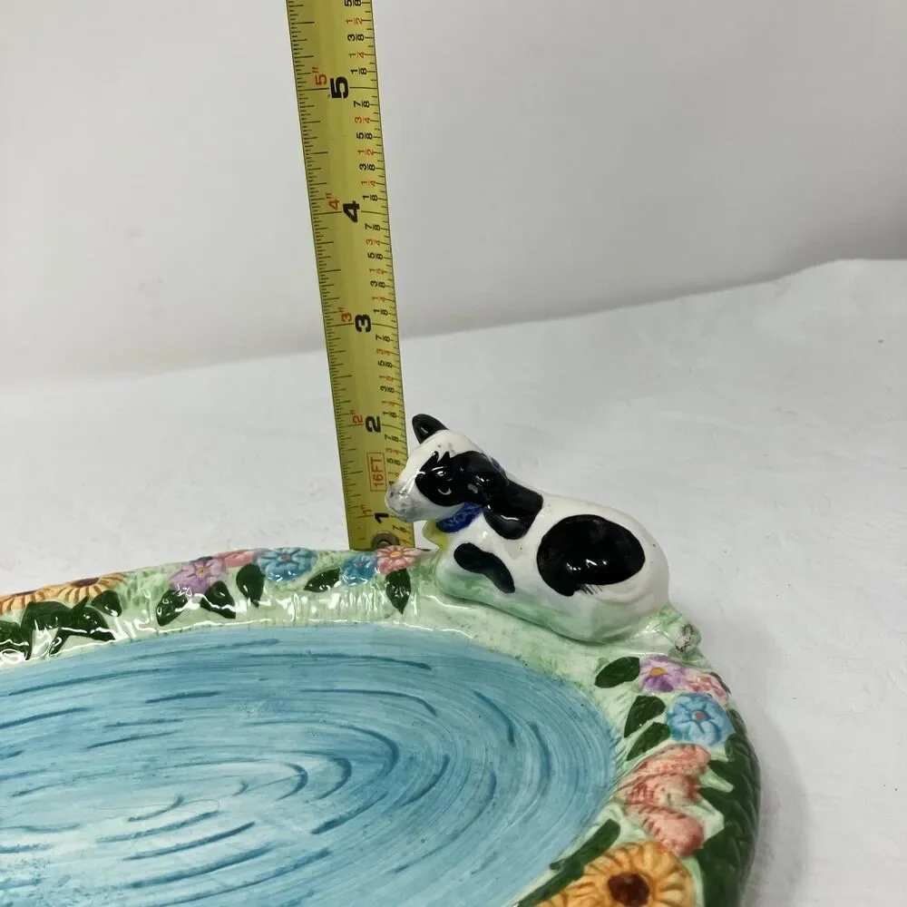 Mercuries Country Farm Childs Tea Set Tray Hand Painted Cow By Lake Replacement